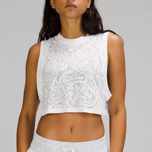 LULULEMON WOMENS ALL YOURS CROP TANK VEIL WHITE SIZE 8